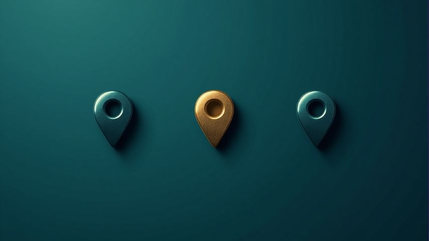 a set of three map pin icons representing google, Bing and Apple Maps