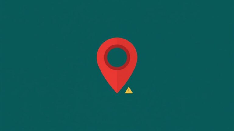 A red pin and yellow warning triangle showing Google Business Profile mistakes